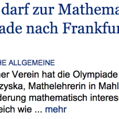 Claudia Lange darf zur Mathematik-Bundesolympiade nach Frankfurt/Main fahren